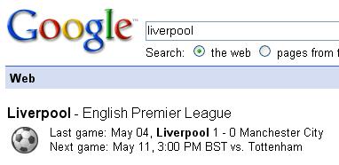 google onebox result for football