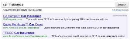 Pink AdWords advert